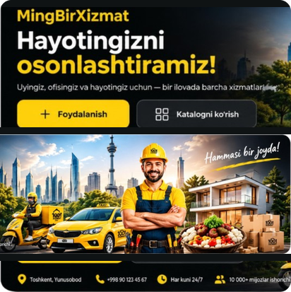 MingBirXizmat — Hayotingizni osonlashtiramiz!
