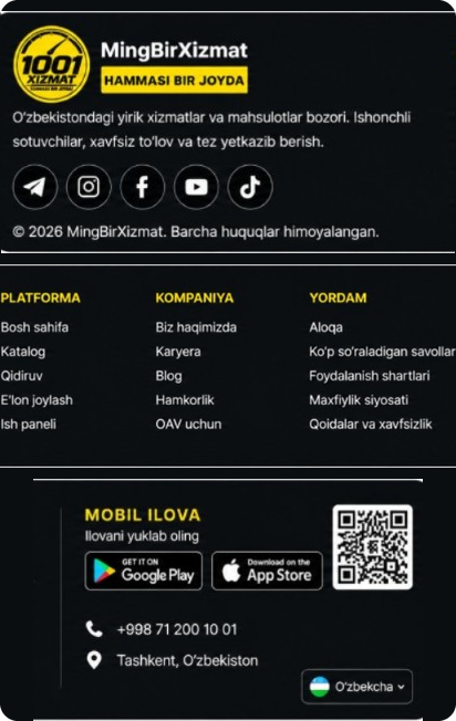 MingBirXizmat — platforma, kompaniya va yordam bo‘limlari